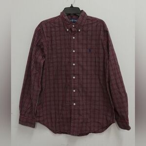 Ralph Lauren Men's Burgundy Plaid Button Down Shirt